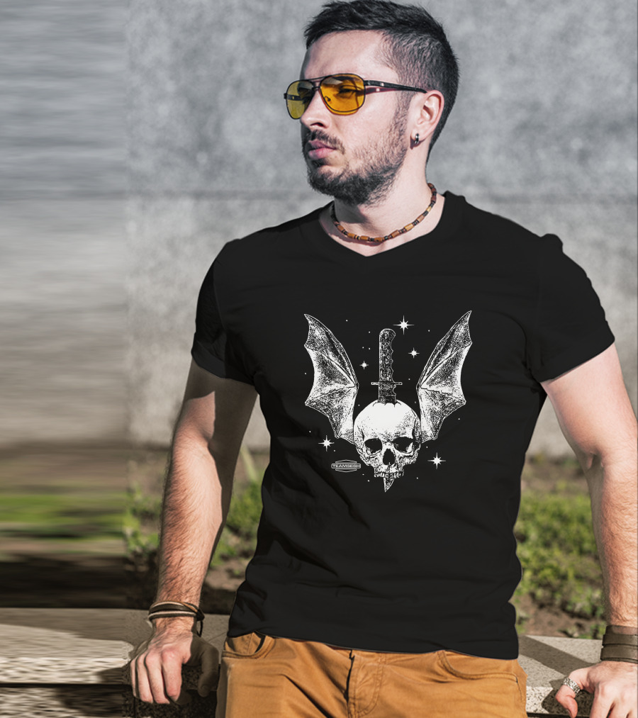 Batskull Knife Bat Wings Skull Stars TeamChip Charlie Worsham T-Shirt