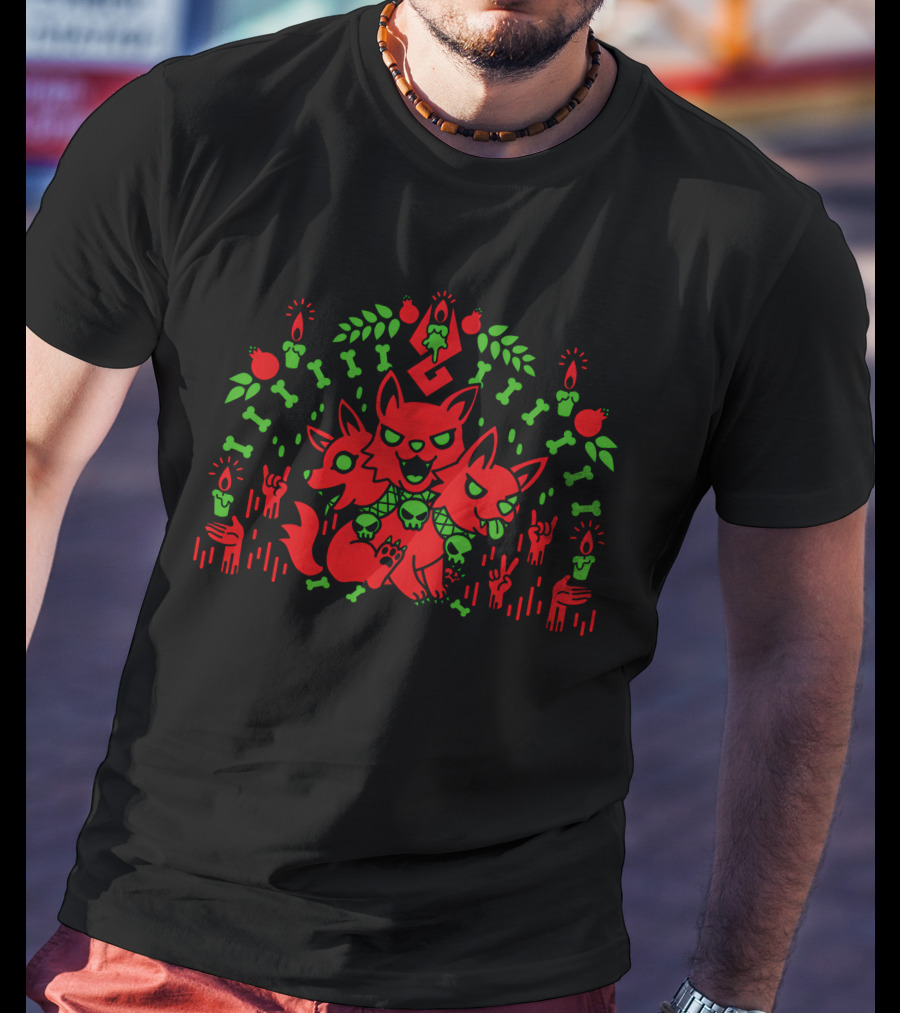 Hades Three-Headed Good Boy Cerberus With Skulls And Bones T-Shirt