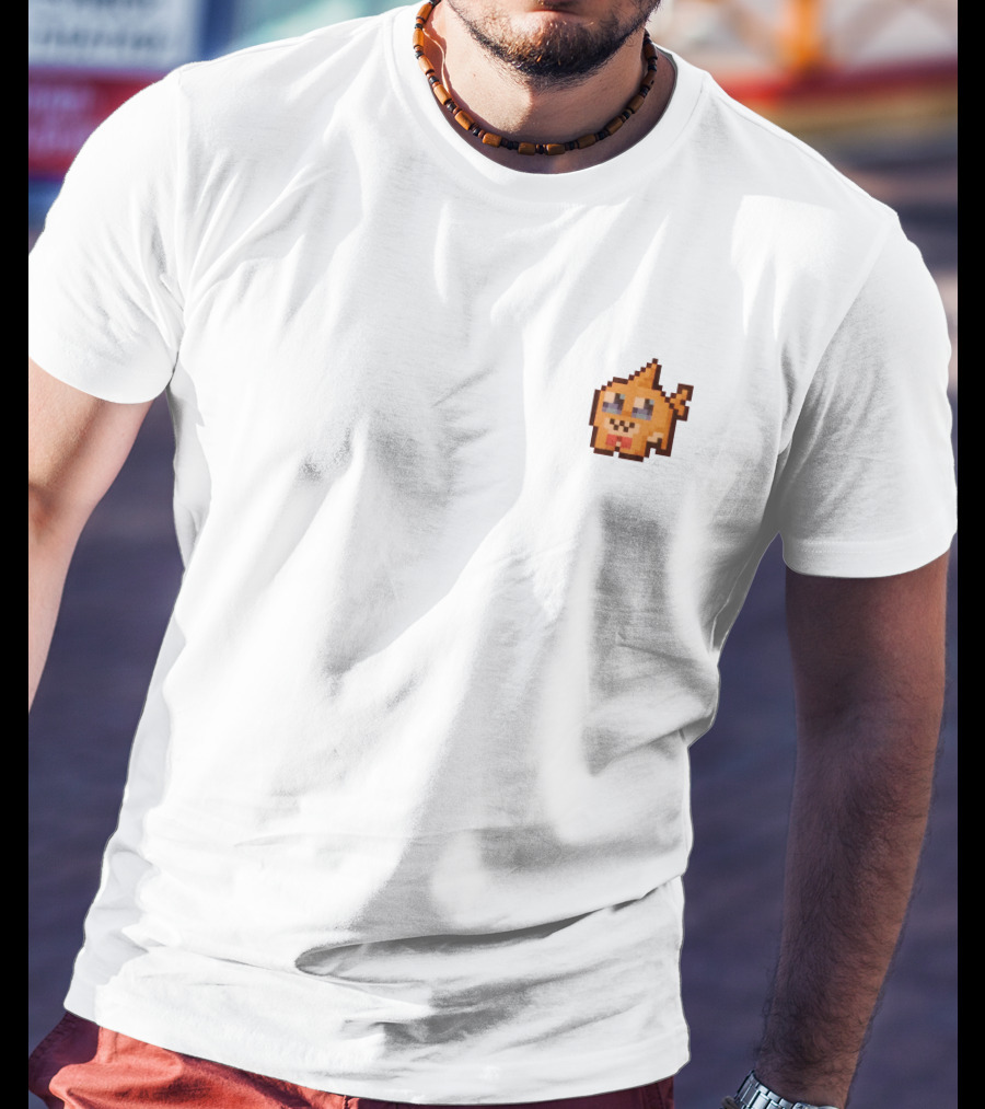 The Click Merch Pixel Mango Character Tee White T-Shirt