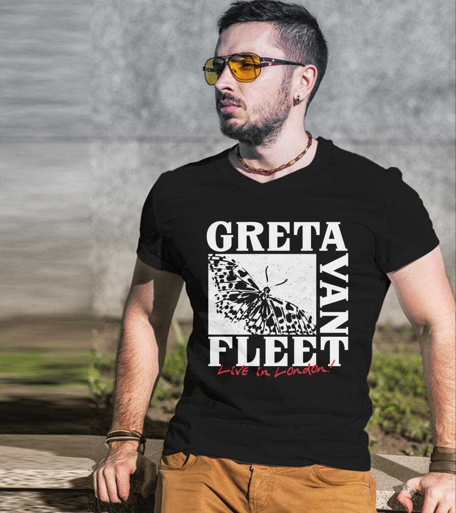 Greta Van Fleet Live In London Butterfly Motif T-Shirt