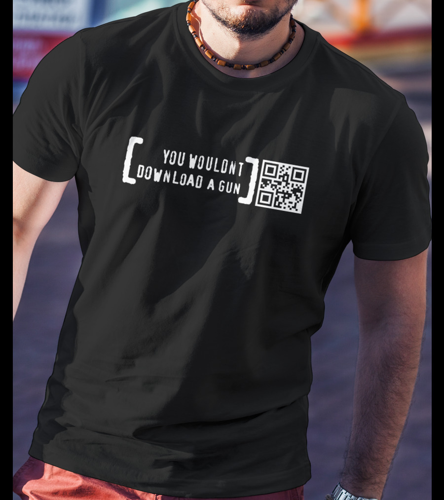 You Wouldn't Download A Gun QR Code Text T-Shirt
