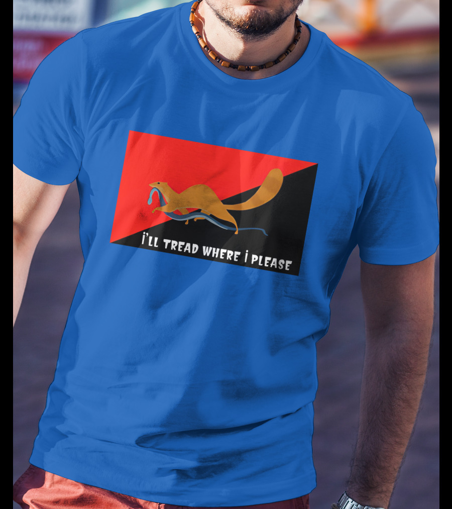 I'll Tread Where I Please Squirrel With Snake On Red T-Shirt