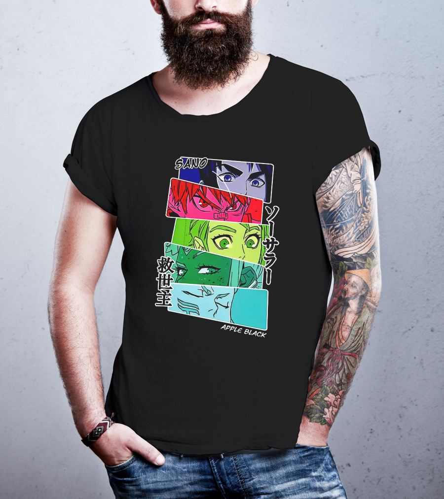 Saturday AM Apple Black Sano Character Panels Spencer's Merch T-Shirt