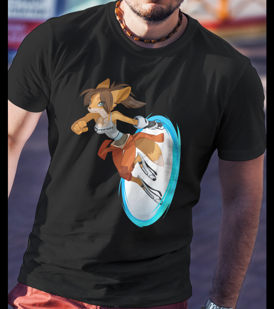 Sajira Aperture Laboratories Fox Chell Stormi Folf Portal Character T-Shirt