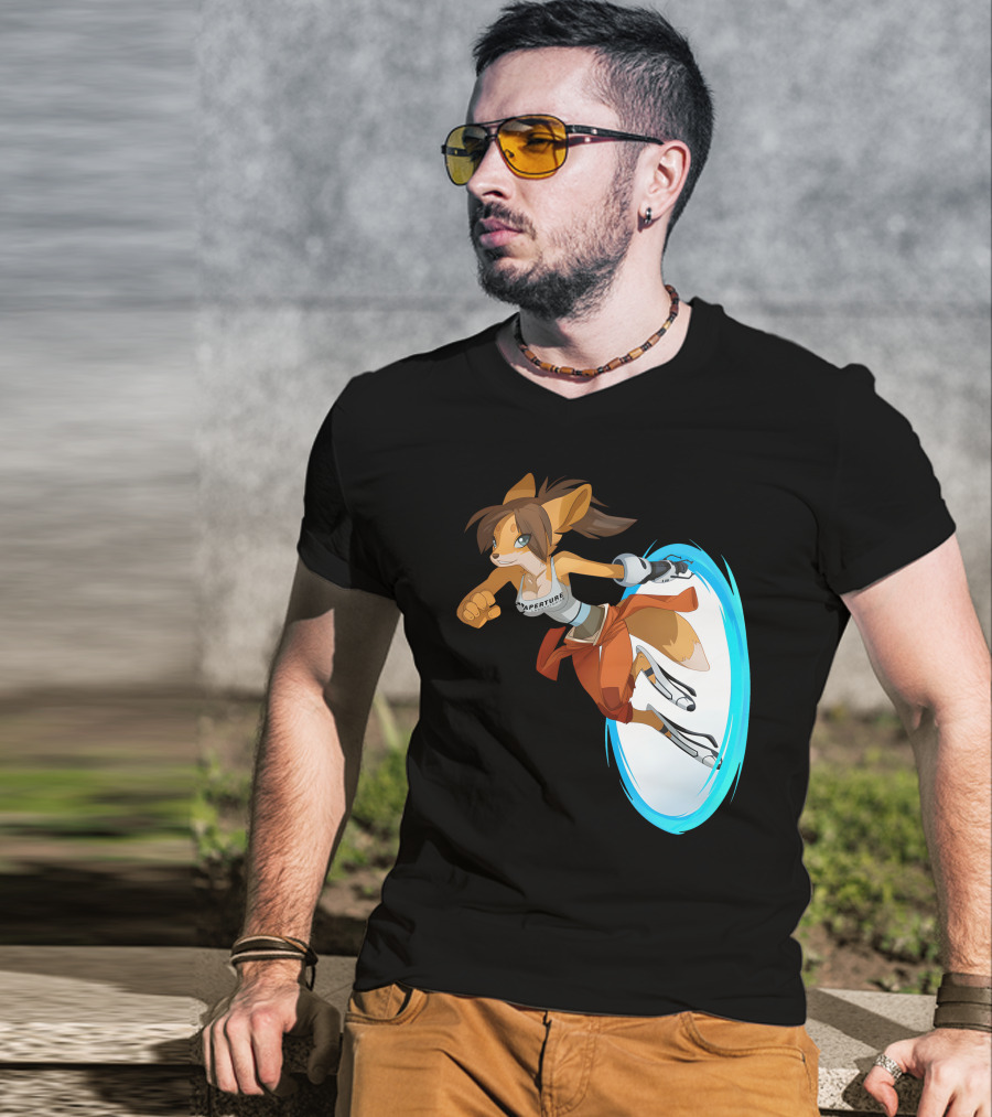 Sajira Aperture Laboratories Fox Chell Stormi Folf Portal Character T-Shirt