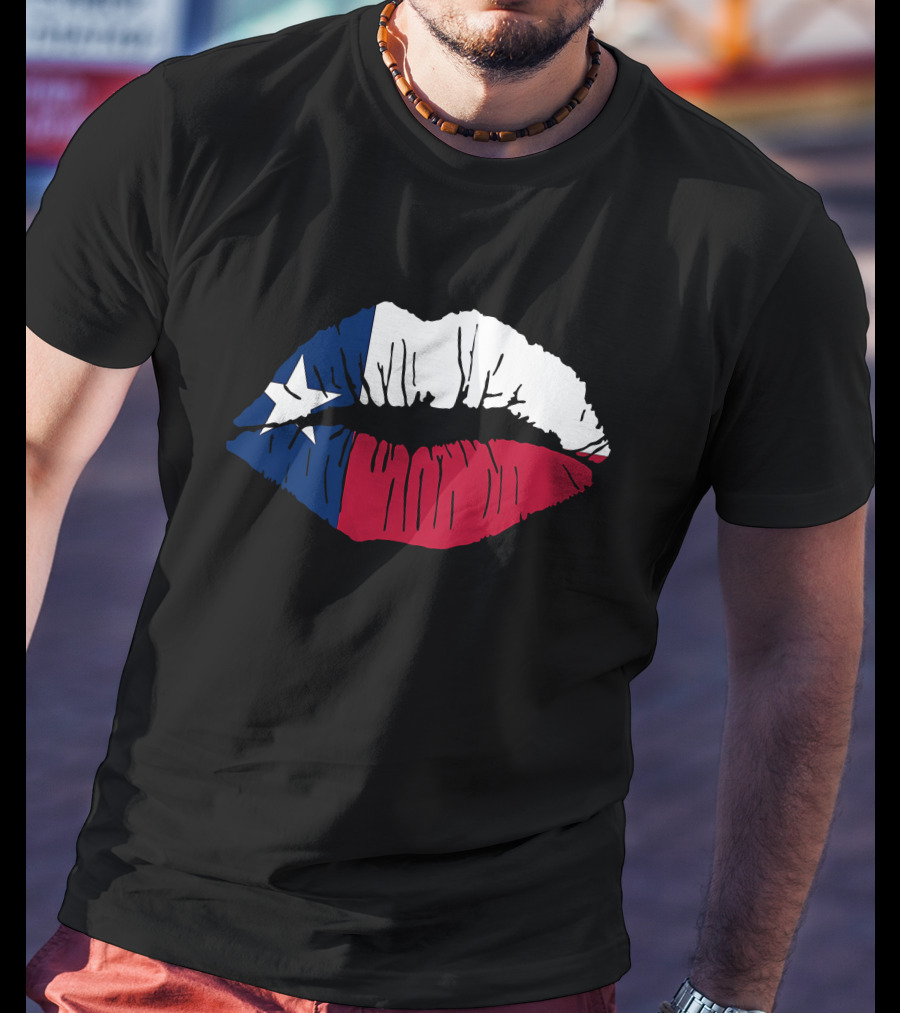 Texas Lone Star Flag Lips T-Shirt