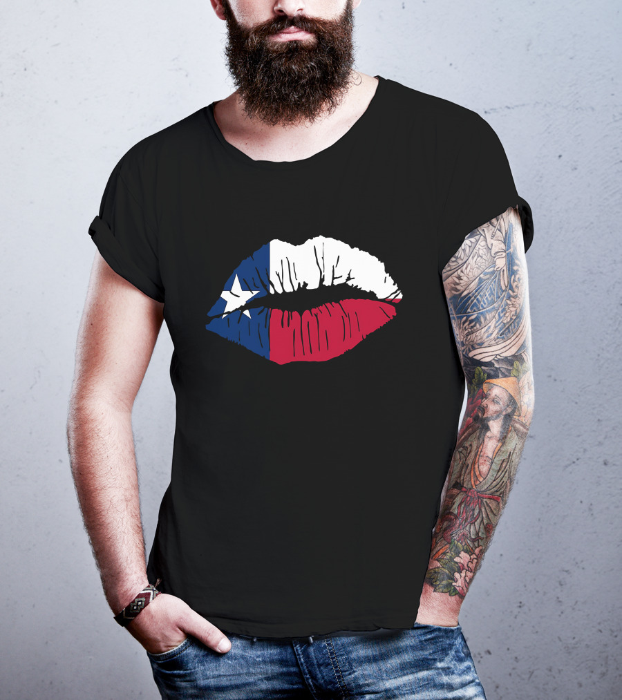 Texas Lone Star Flag Lips T-Shirt