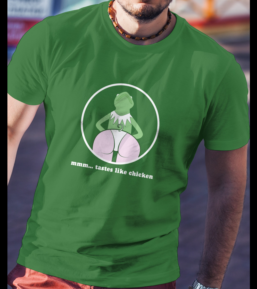 Kermits Frog Mmm Tastes Like Chicken Humorous Green Circle T-Shirt