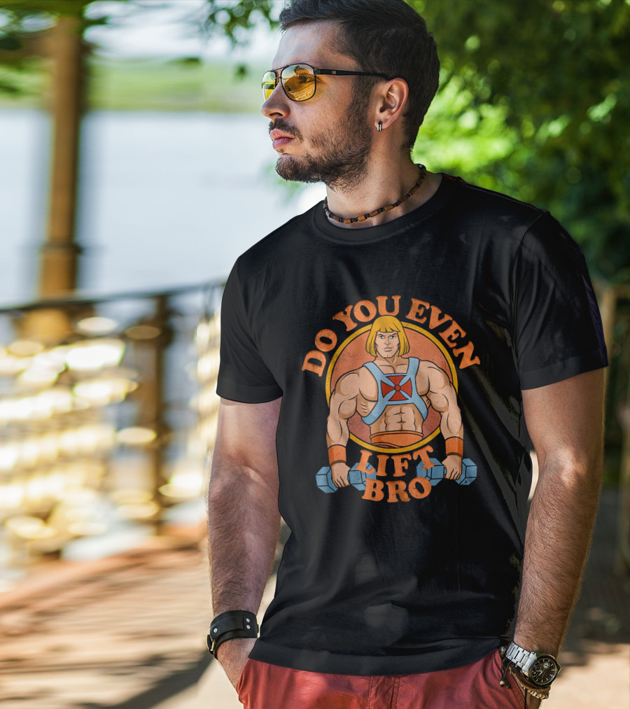 Do You Even Lift Bro He-Man Parody Lifting Dumbbells T-Shirt