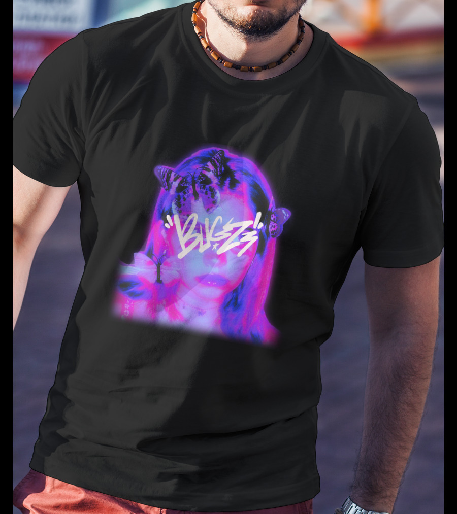 Bugzz Girl Neon Butterfly Aesthetic T-Shirt