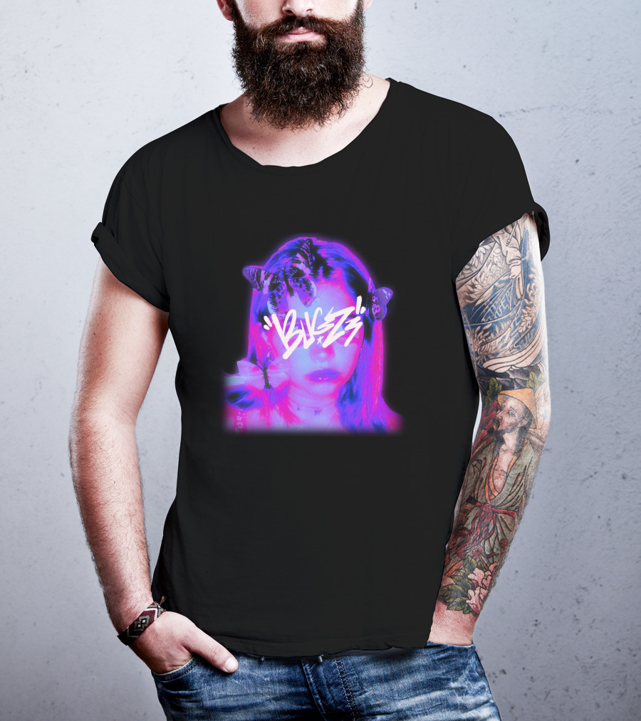 Bugzz Girl Neon Butterfly Aesthetic T-Shirt