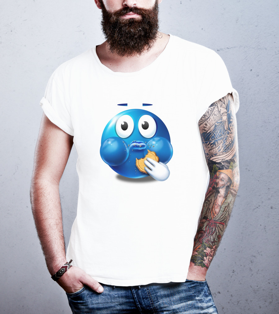 Pac-Man Style Blue Ghost Eating Cookies Hungee T-Shirt