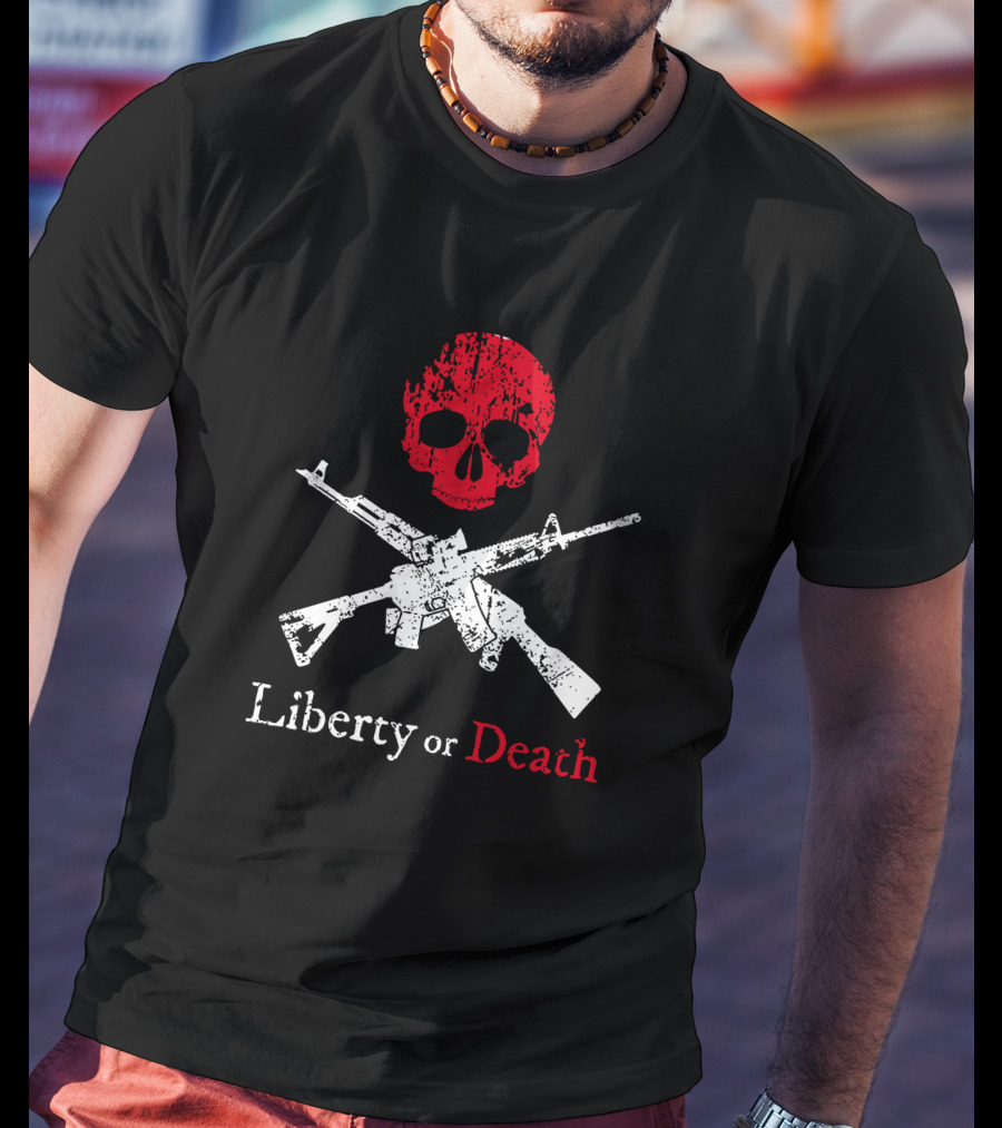 Liberty Or Death Skull And Crossed Rifles T-Shirt