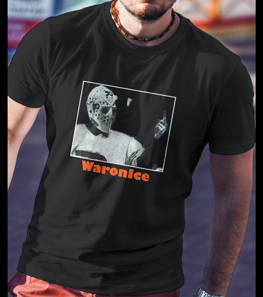 WaronIce Masked Hockey Player With Middle Finger Gesture T-Shirt