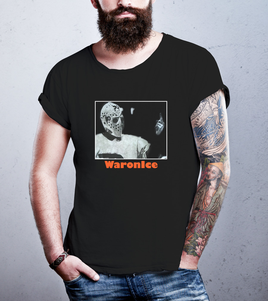 WaronIce Masked Hockey Player With Middle Finger Gesture T-Shirt