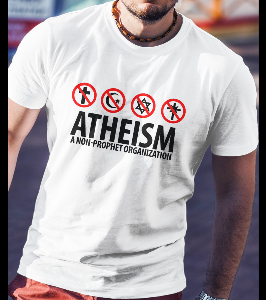 Atheist Republic Atheism A Non-Prophet Organization Cross Crescent Star Marks T-Shirt