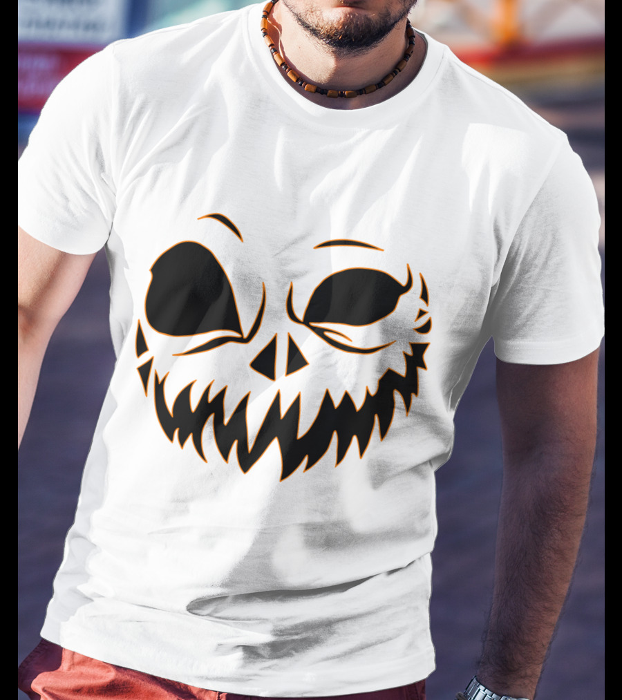 Halloween Scary Evil Pumpkin Head With Funny Pumpkin Face T-Shirt