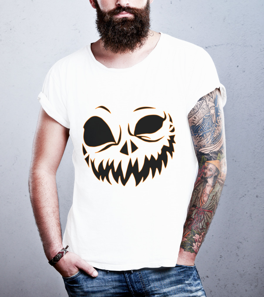 Halloween Scary Evil Pumpkin Head With Funny Pumpkin Face T-Shirt