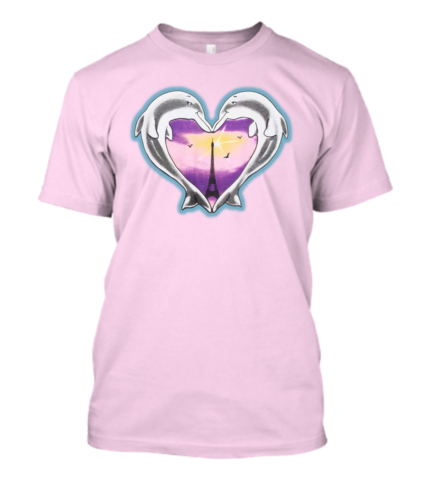 Stray Kids Dolphins Heart Eiffel Tower Sunset T-Shirt