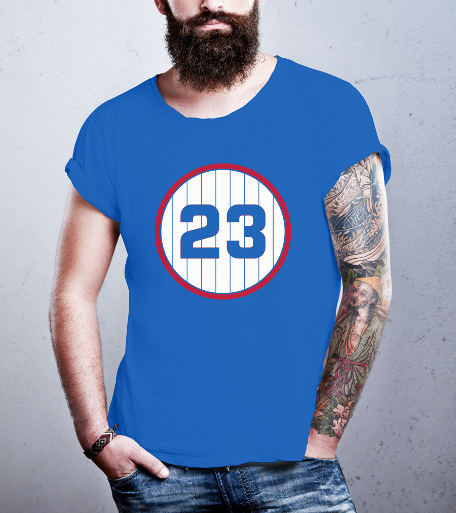 Harry Caray 23 Baseball Number Circle Blue Pinstripe T-Shirt