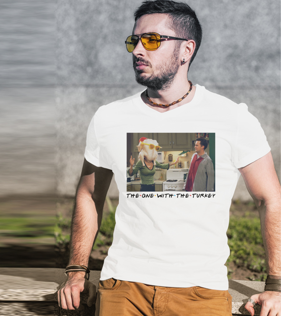 The One With The Turkey Glasses Santa Hat T-Shirt