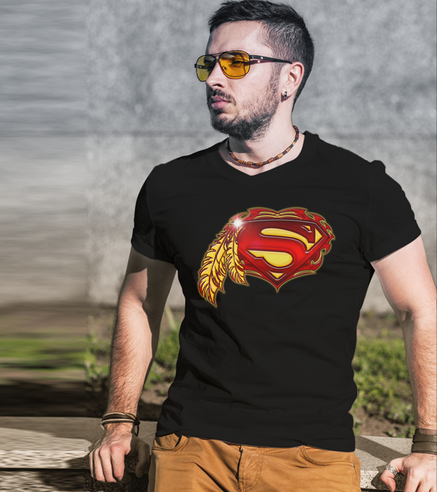 Superman Logo With Native Feather T-Shirt