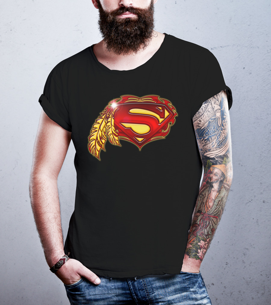 Superman Logo With Native Feather T-Shirt