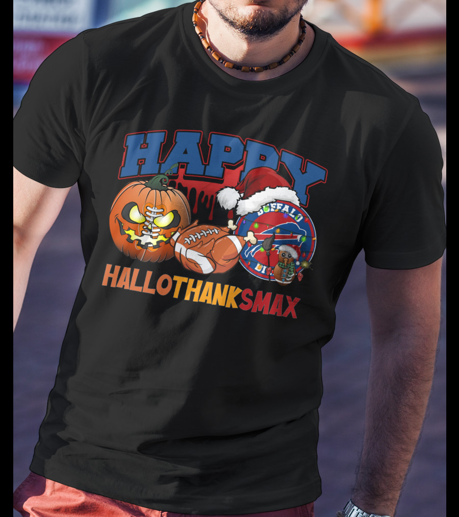 Happy Hallothanksmax Buffalo Football Holiday Fusion T-Shirt