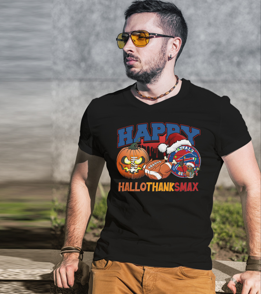 Happy Hallothanksmax Buffalo Football Holiday Fusion T-Shirt