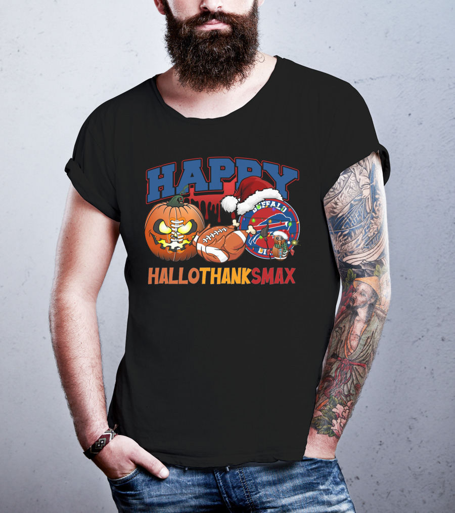 Happy Hallothanksmax Buffalo Football Holiday Fusion T-Shirt