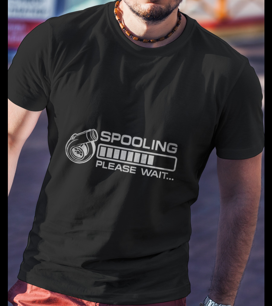 SPOOLING PLEASE WAIT Turbocharger Icon Loading Bar Mechanic T-Shirt