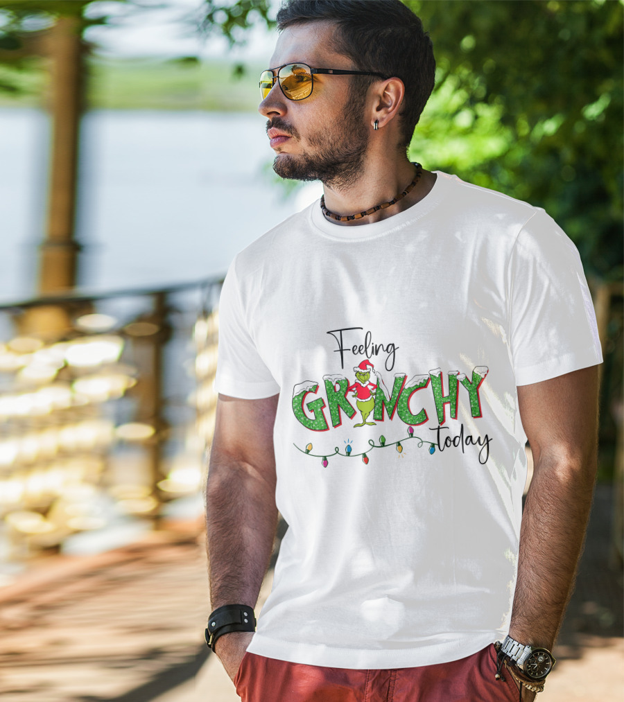 Feeling Grinchy Today Christmas Lights Holiday Festive T-Shirt