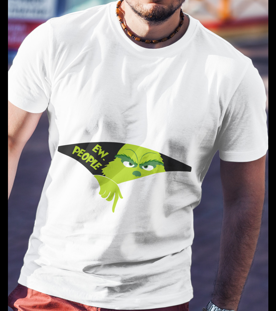 Ew People Grinch Face Peeking Out T-Shirt