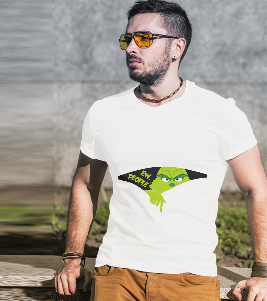 Ew People Grinch Face Peeking Out T-Shirt
