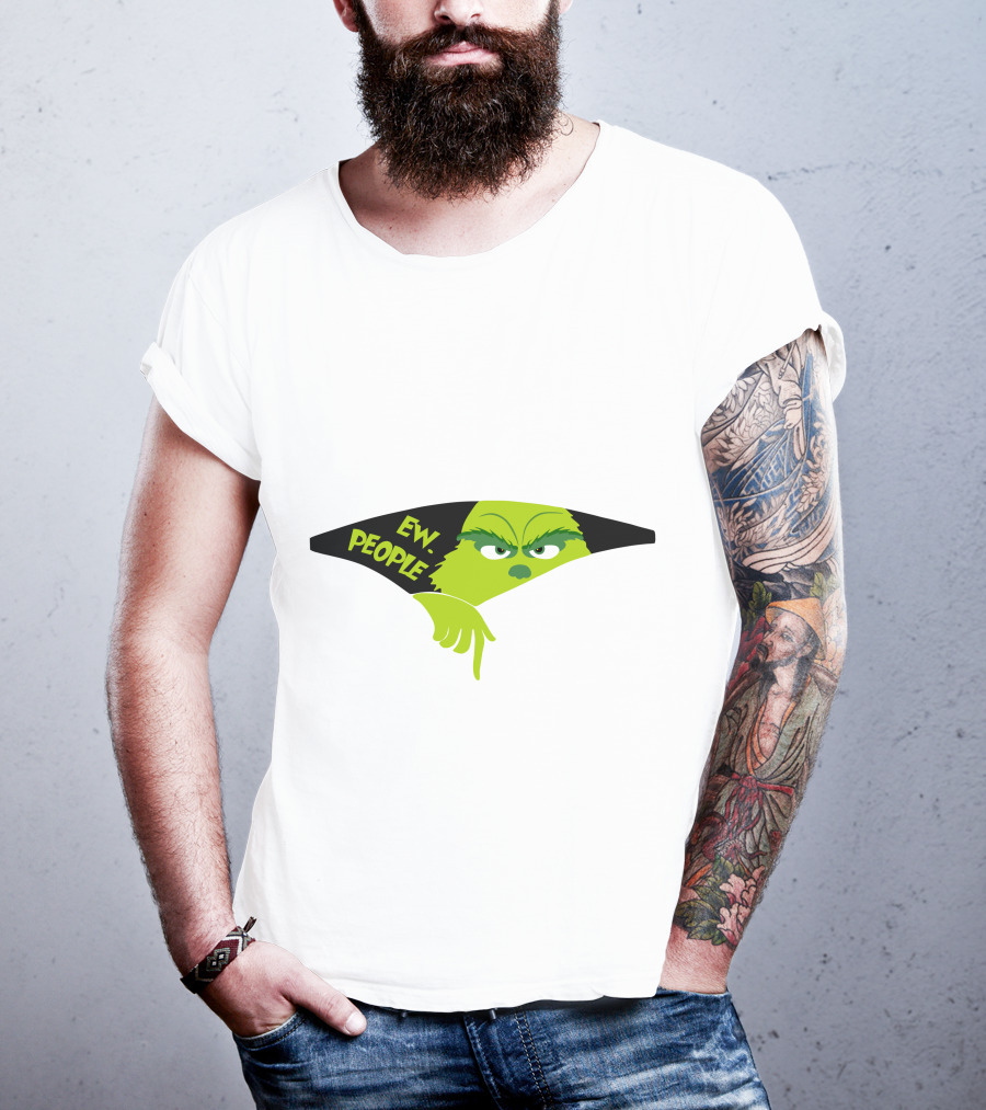 Ew People Grinch Face Peeking Out T-Shirt