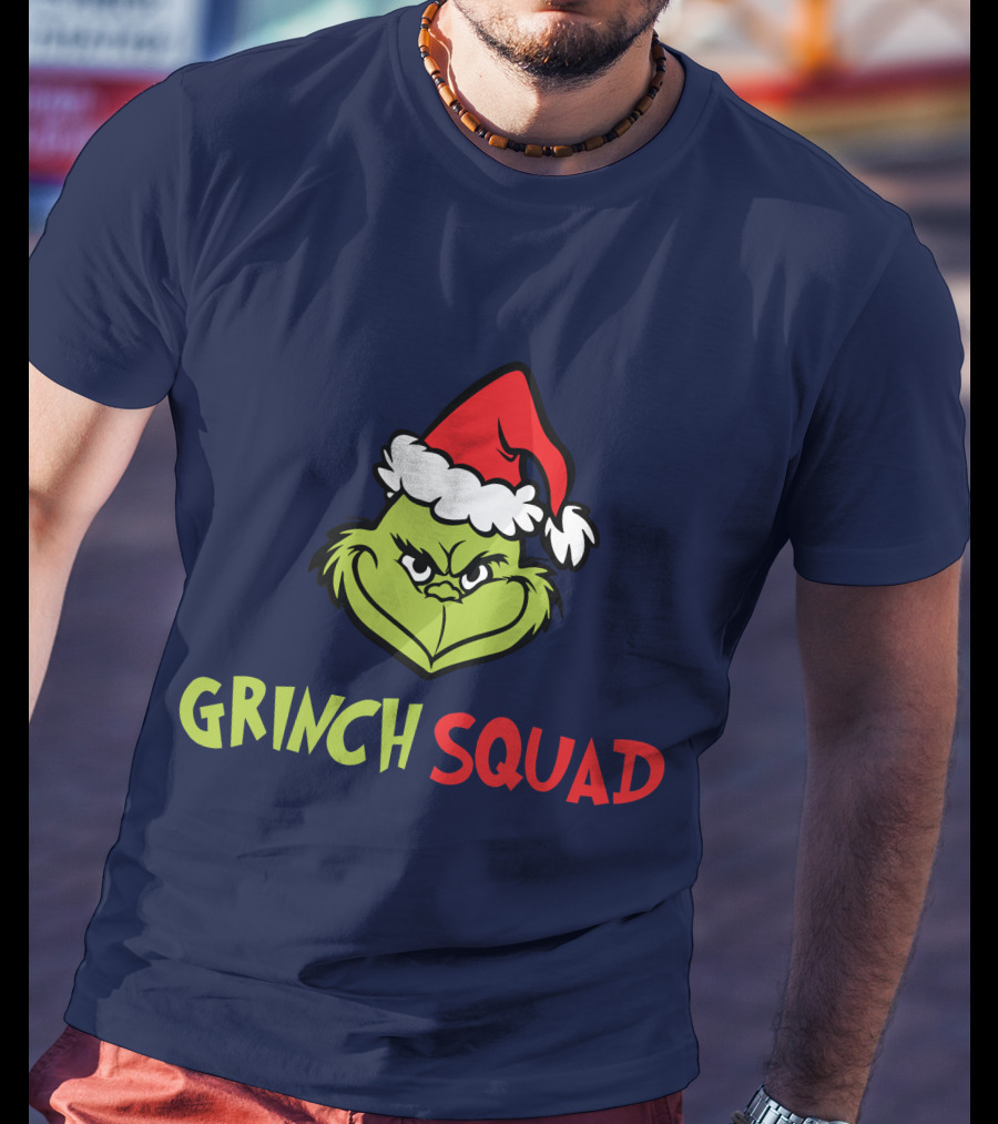 Grinch Squad Merry Christmas Santa Hat T-Shirt