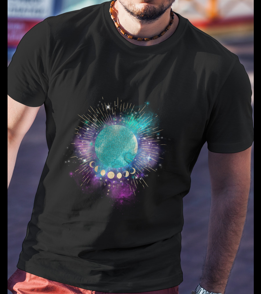Miracle Planet Celestial Cosmic Phases With Stars And Galaxy Elements T-Shirt