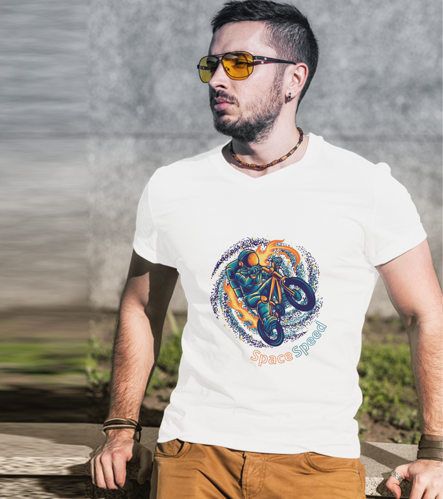 Space Speed Galactic Cyclist Adventure T-Shirt