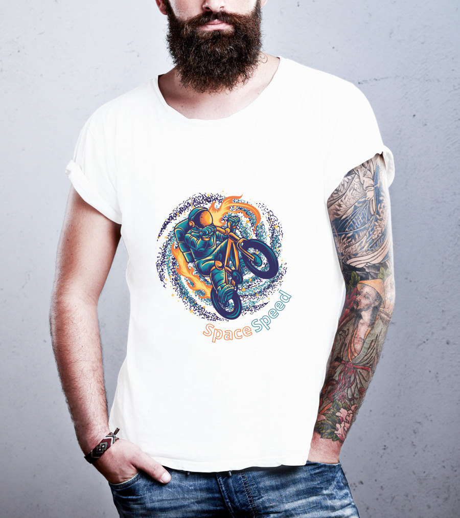 Space Speed Galactic Cyclist Adventure T-Shirt