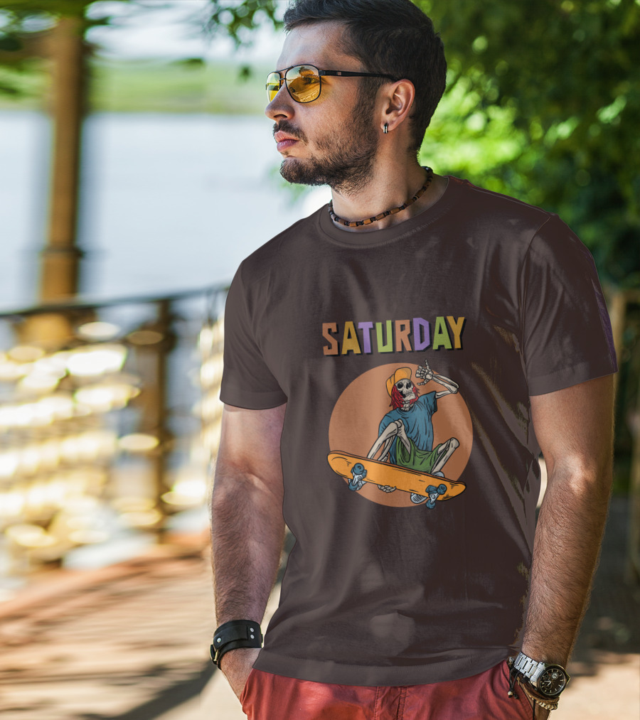 SATURDAY Skeleton Skateboarder Vibe T-Shirt