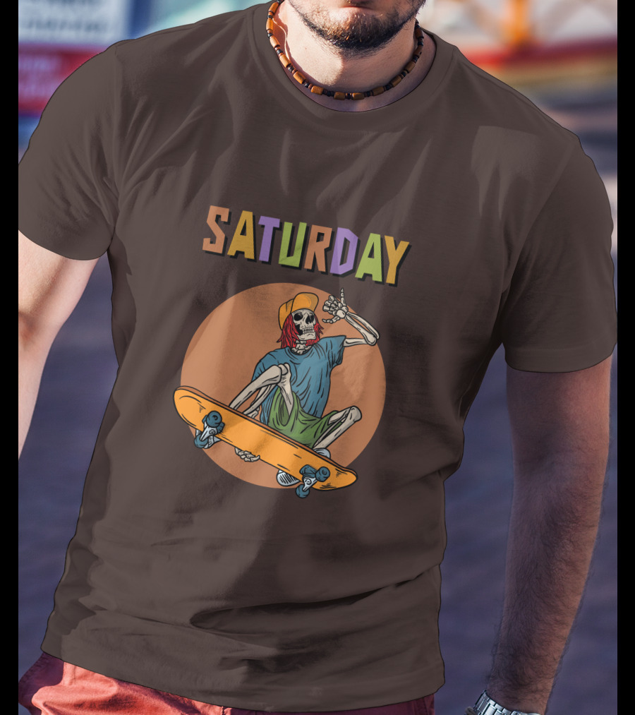 SATURDAY Skeleton Skateboarder Vibe T-Shirt