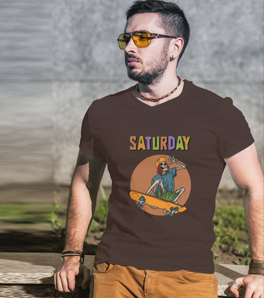 SATURDAY Skeleton Skateboarder Vibe T-Shirt