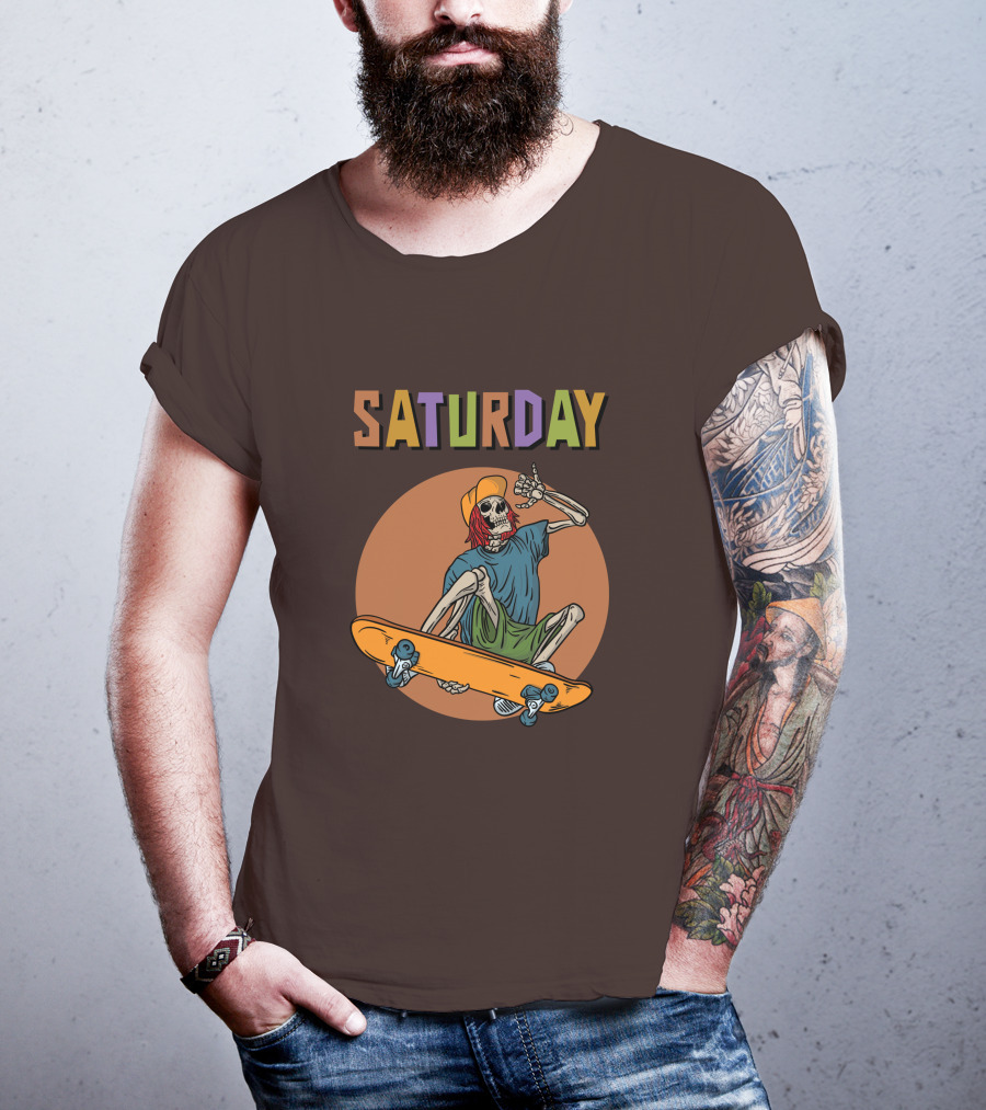SATURDAY Skeleton Skateboarder Vibe T-Shirt