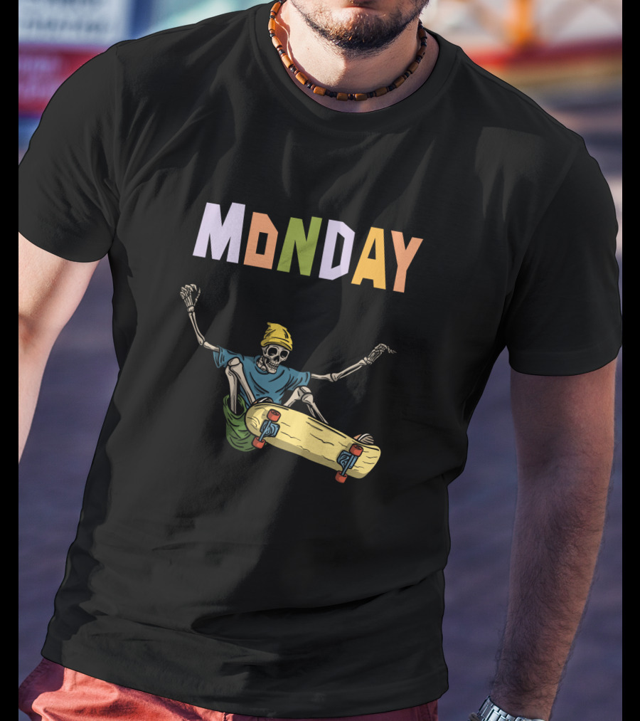 MONDAY Skeleton Skateboarding Adventure T-Shirt