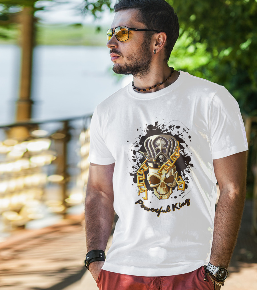 Powerful King Skull With Crown And Chains T-Shirt