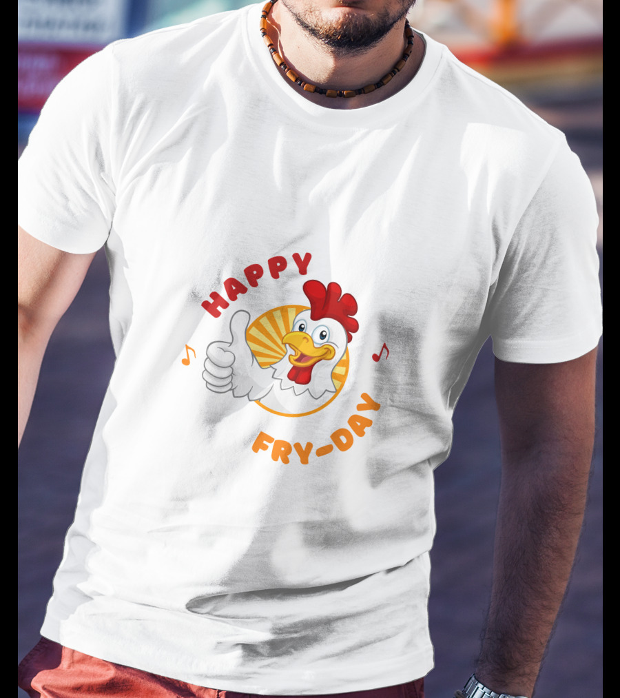 HAPPY FRY-DAY Chicken Thumbs Up With Musical Notes T-Shirt