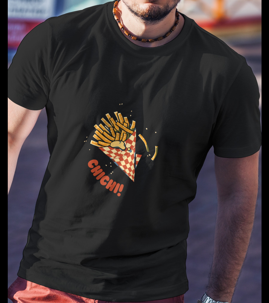 CHI CHI French Fries Cone Explosion Checkered Wrapper T-Shirt