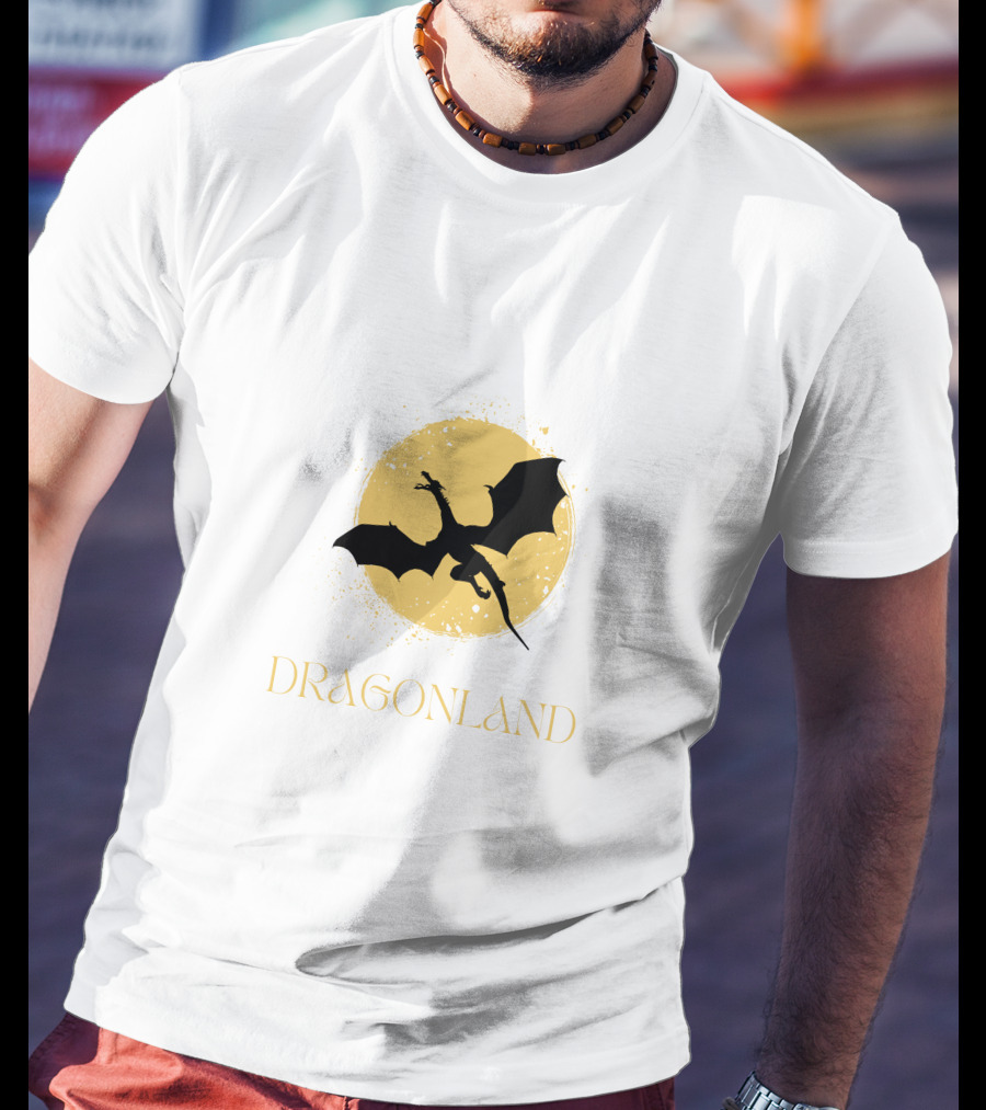 Dragonland Silhouette Against Moon T-Shirt