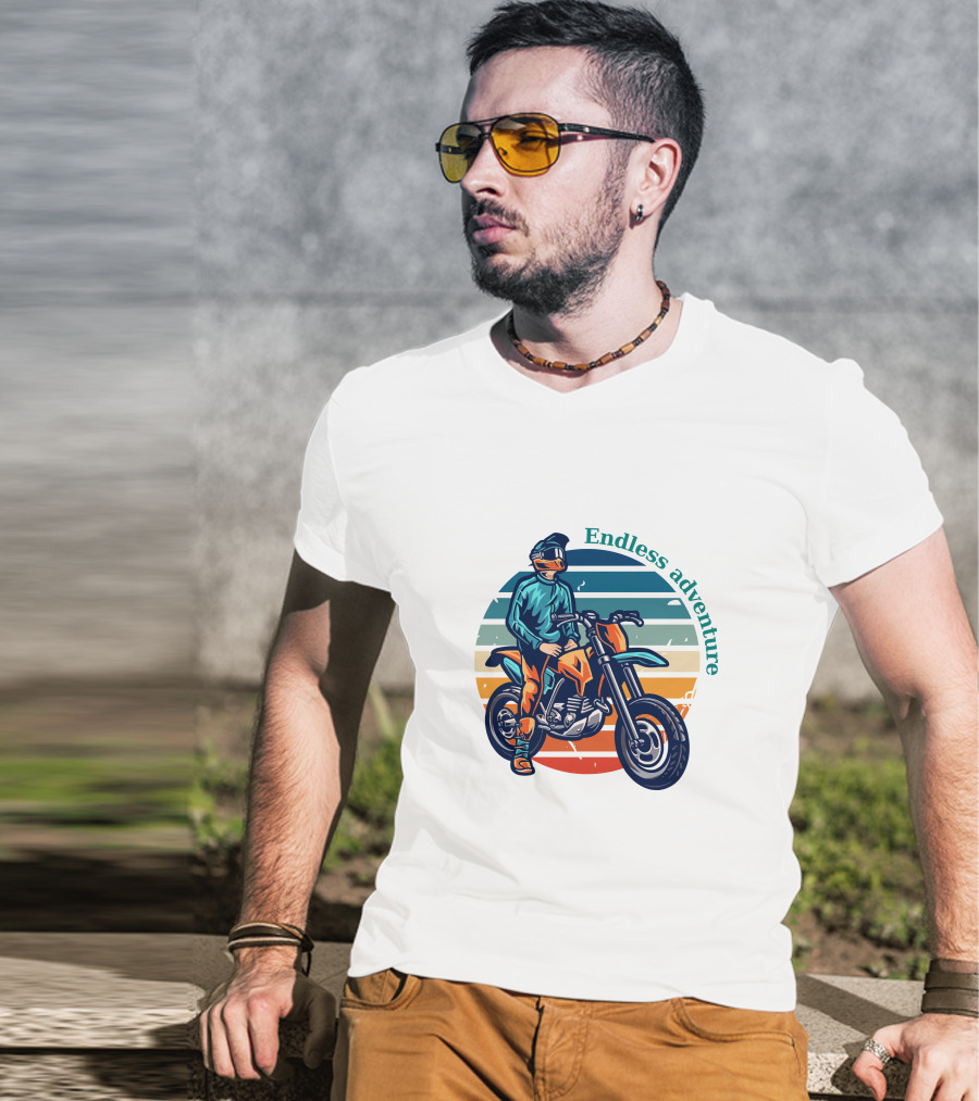 Endless Adventure Retro Motorcycle Rider T-Shirt