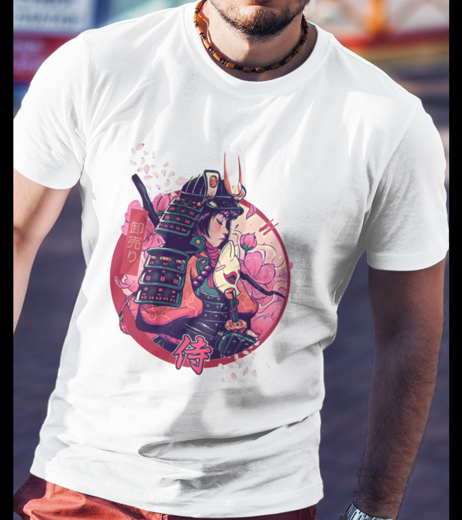 Samurai Girl Cherry Blossom Warrior Japan Kanji T-Shirt